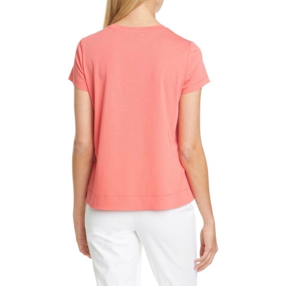 NEW LAFAYETTE 148 New York Kim Short Sleeves Cotton T-Shirt Tee Ultra Pink XS - Picture 4 of 13